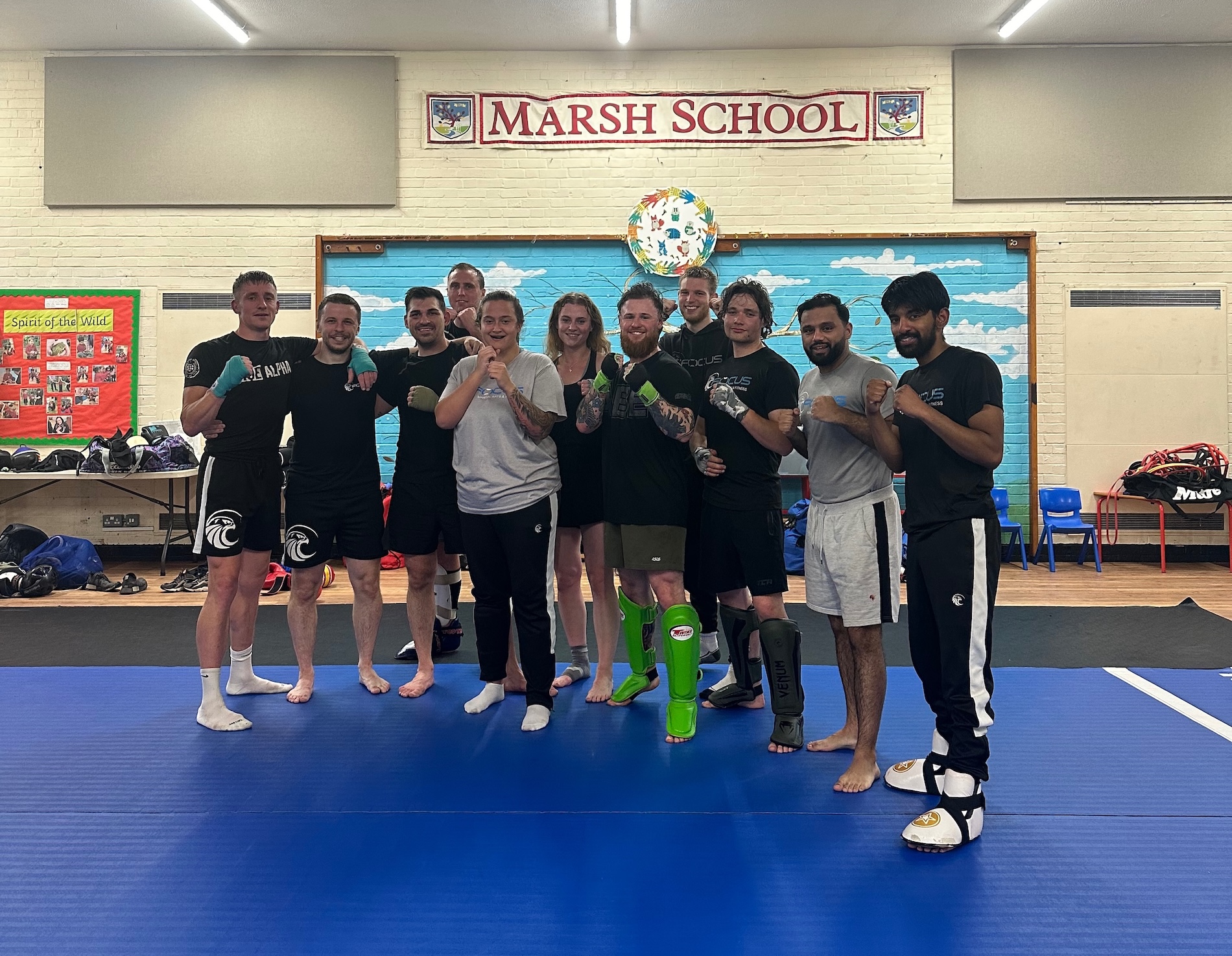 The adults class at Marsh School after training